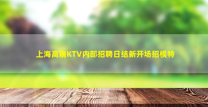 上海高端KTV内部招聘日结新开场招模特